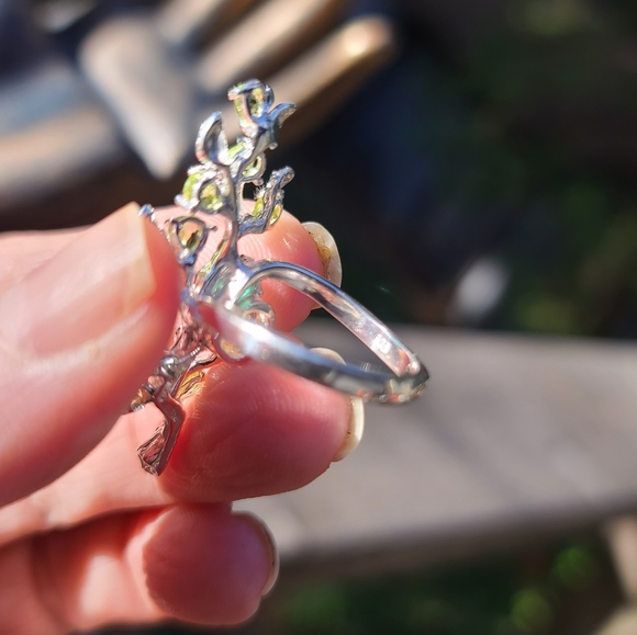 Peridot & Green Onyx sterling floral finger cuff sz6.5 - Picture 9 of 11